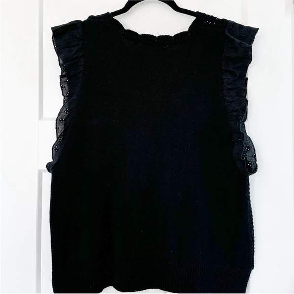 Anthropologie Lightweight Black Ruffled Sweater Tank Size Large - Picture 3 of 6